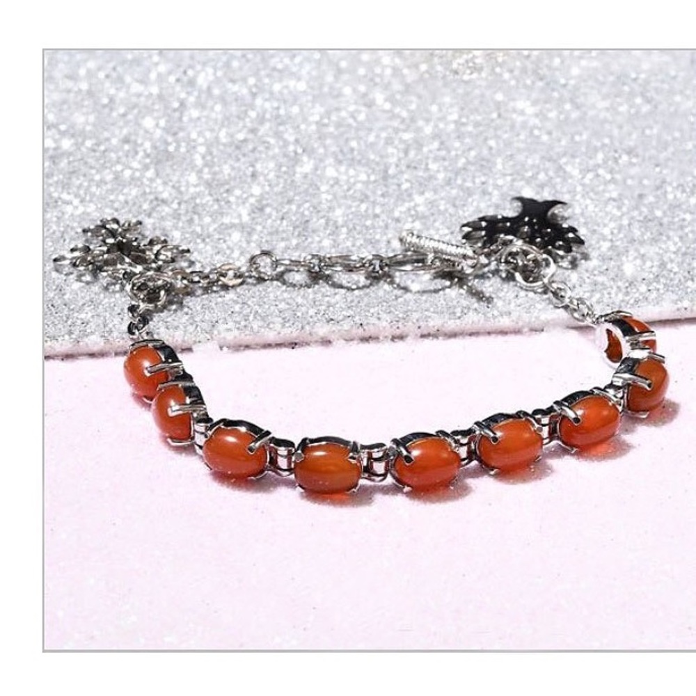 🆕 Red Onyx Toggle Clasp Charm Bracelet